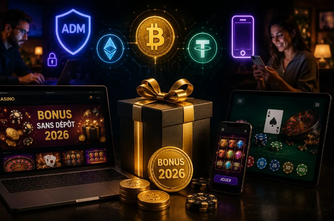 Bonus sans dépôt 2026 : les tendances entre l'ADM, les cryptomonnaies et le mobile